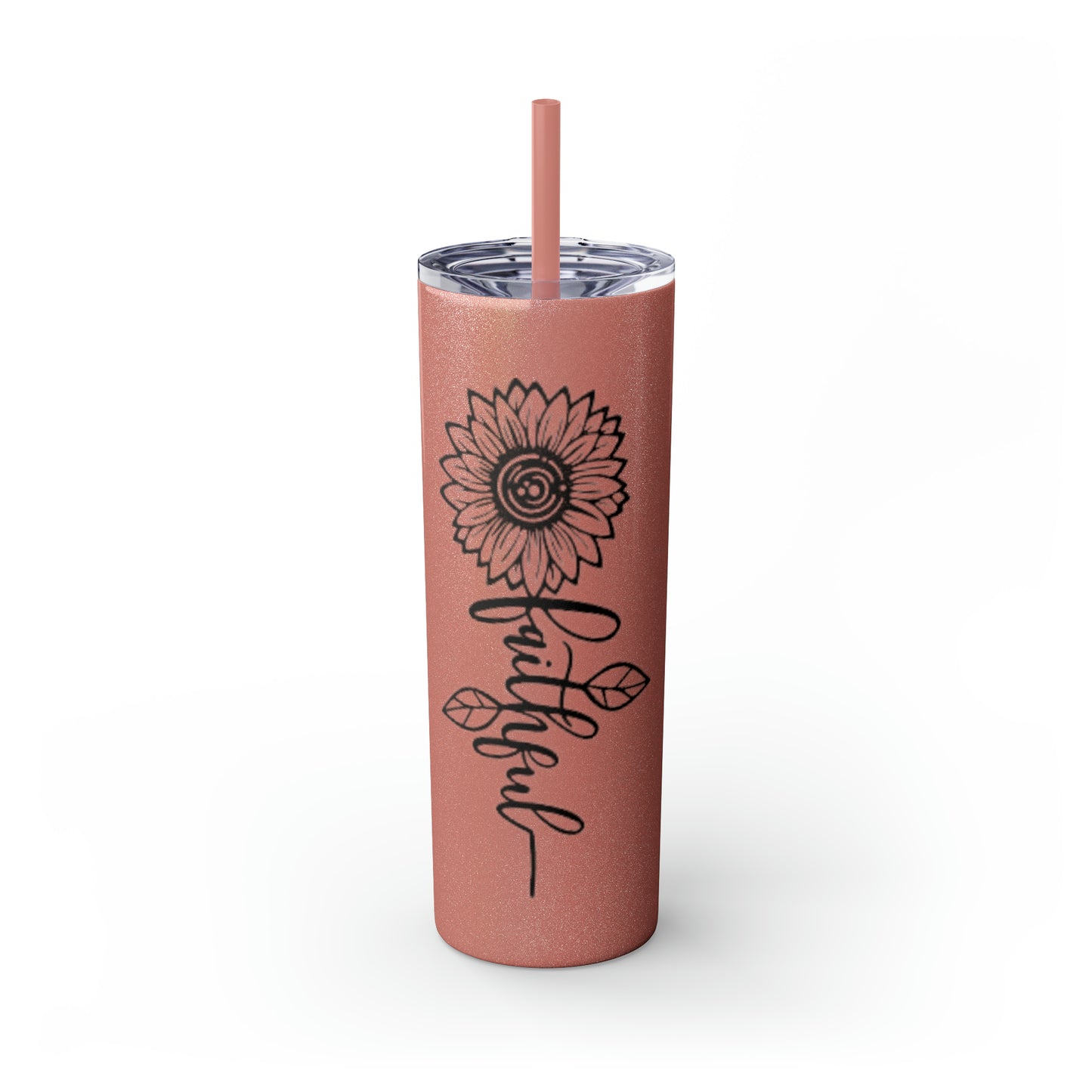 Faithful Sunflower Maars Skinny Tumbler with Straw, 20oz