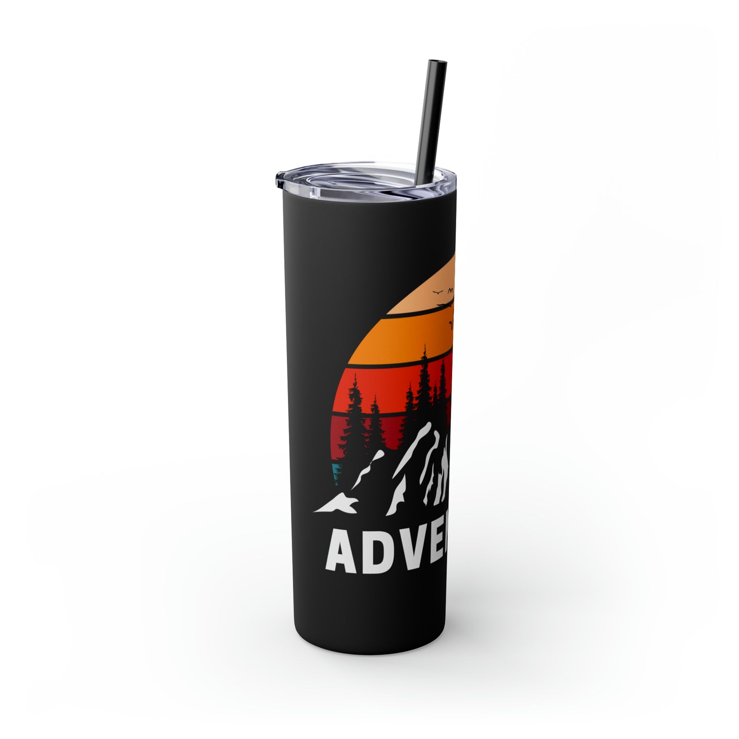 Adventure Maars Skinny Tumbler with Straw, 20oz