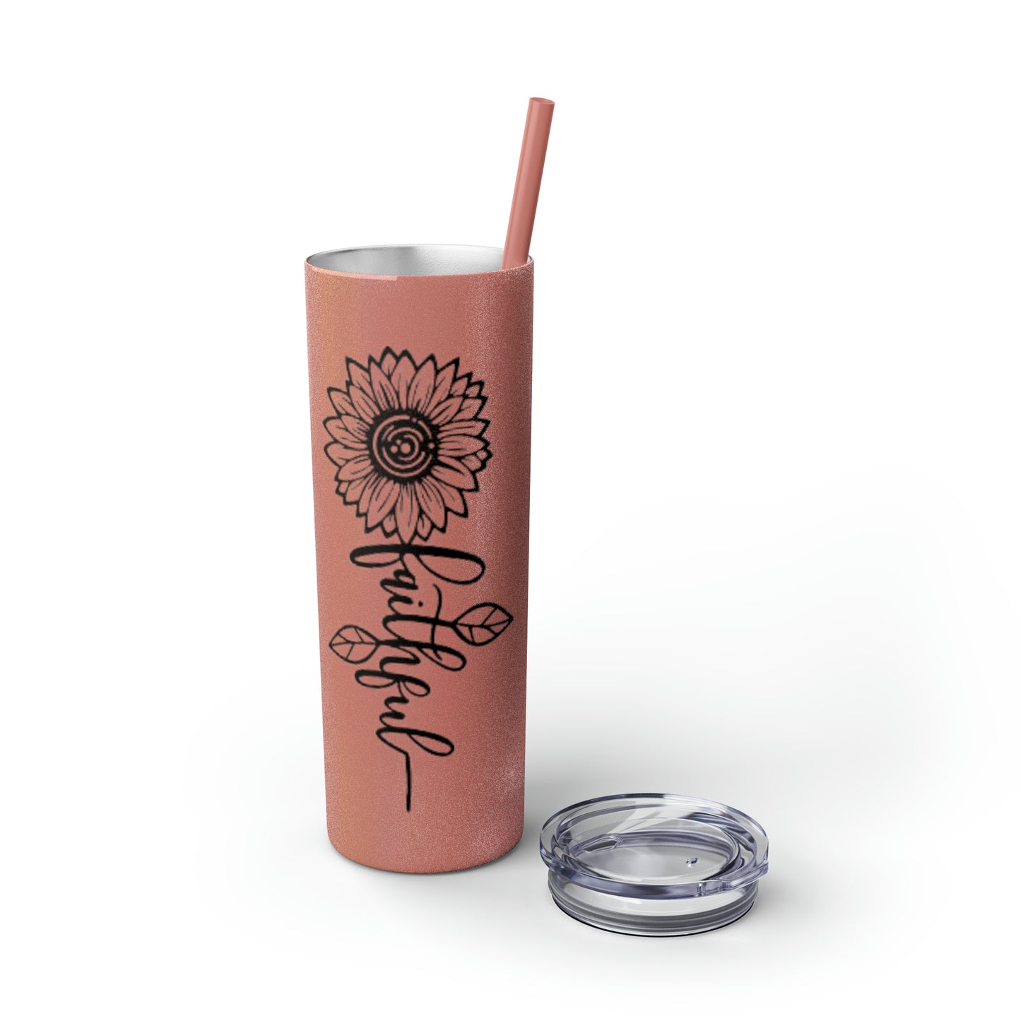 Faithful Sunflower Maars Skinny Tumbler with Straw, 20oz