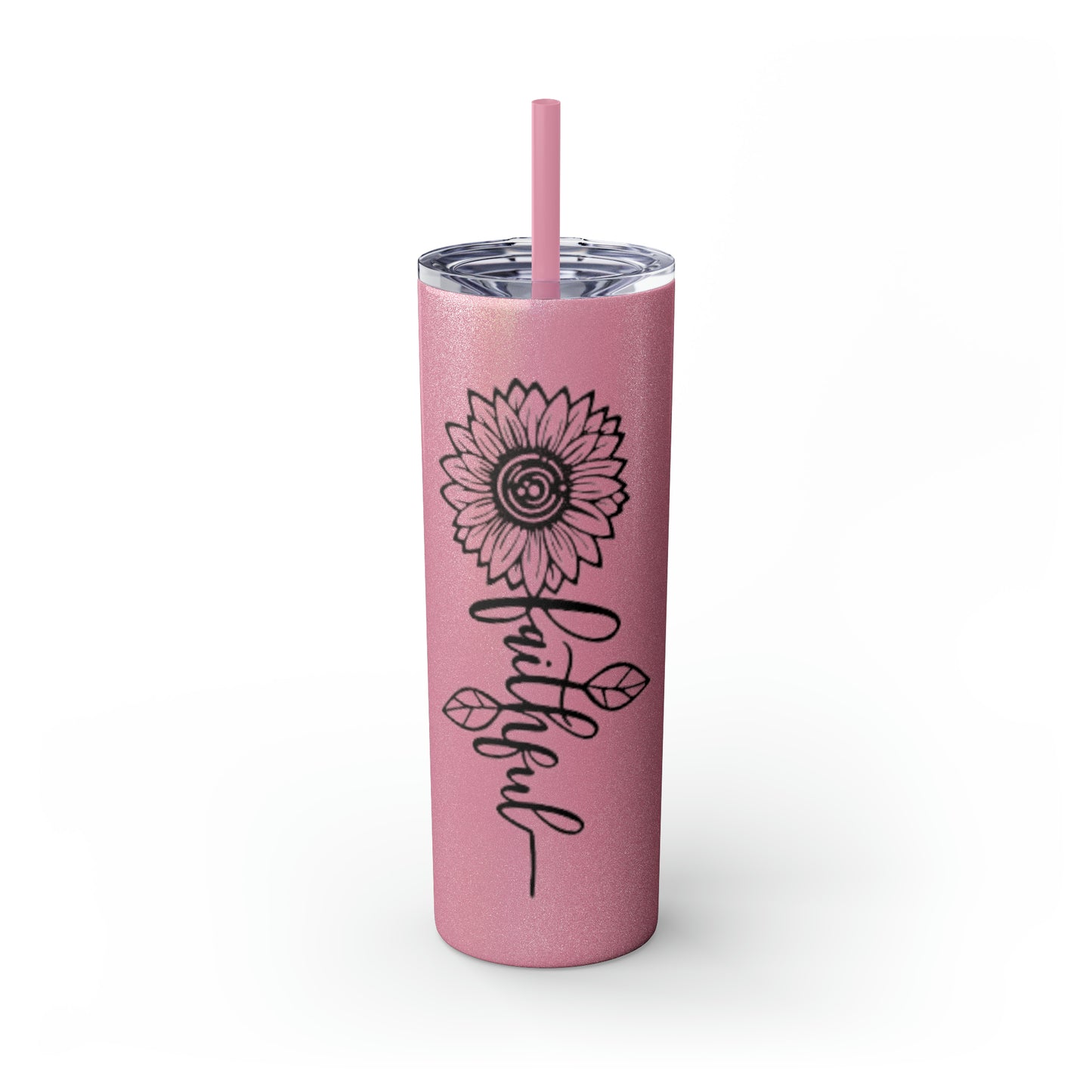 Faithful Sunflower Maars Skinny Tumbler with Straw, 20oz