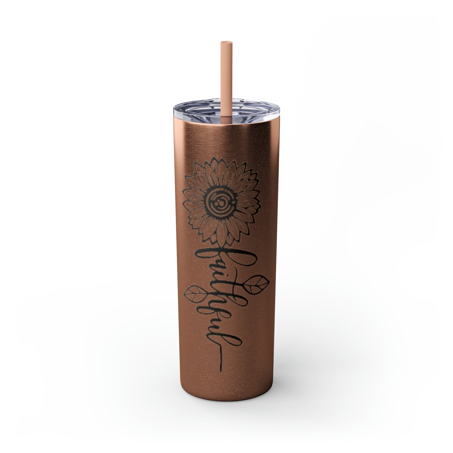 Faithful Sunflower Maars Skinny Tumbler with Straw, 20oz