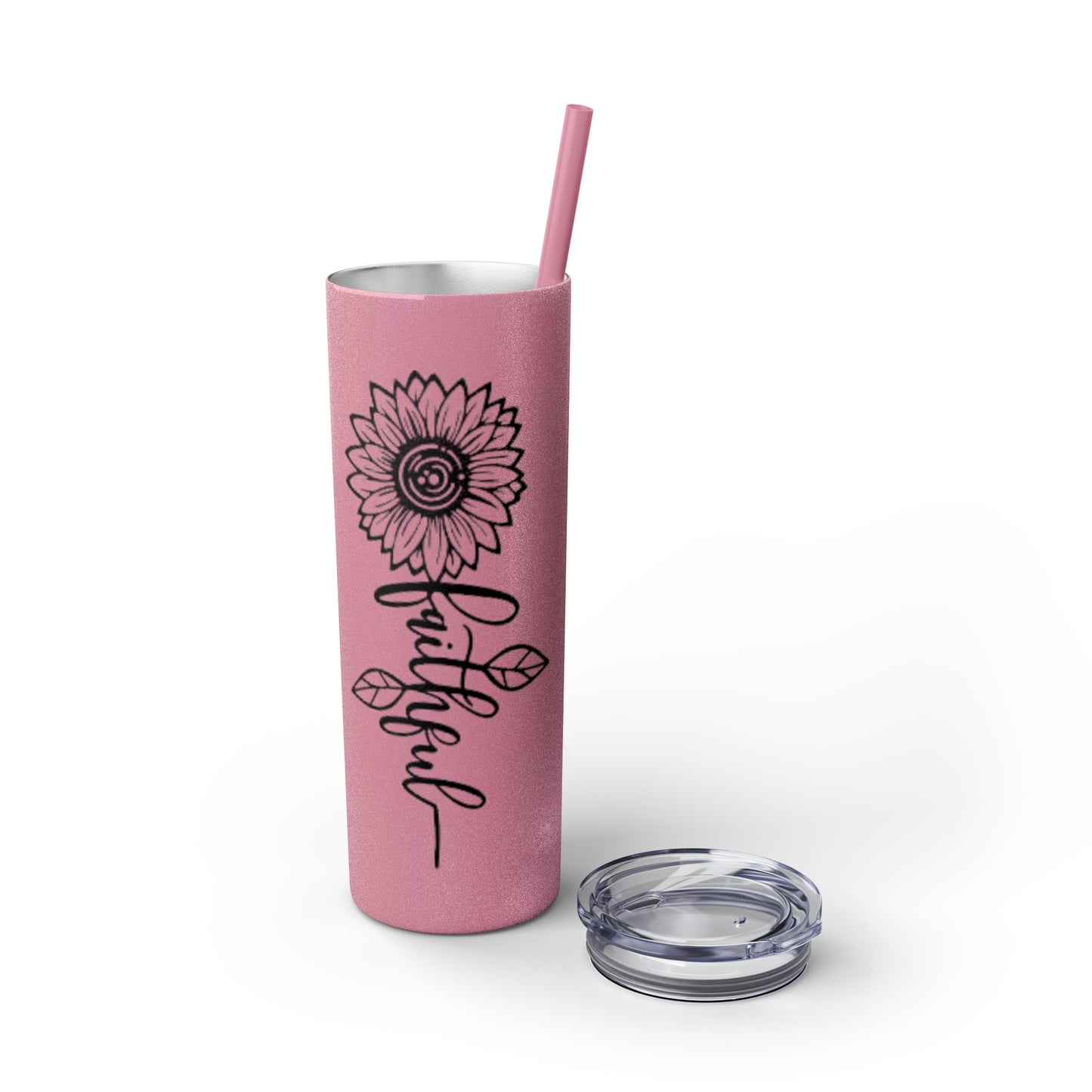 Faithful Sunflower Maars Skinny Tumbler with Straw, 20oz