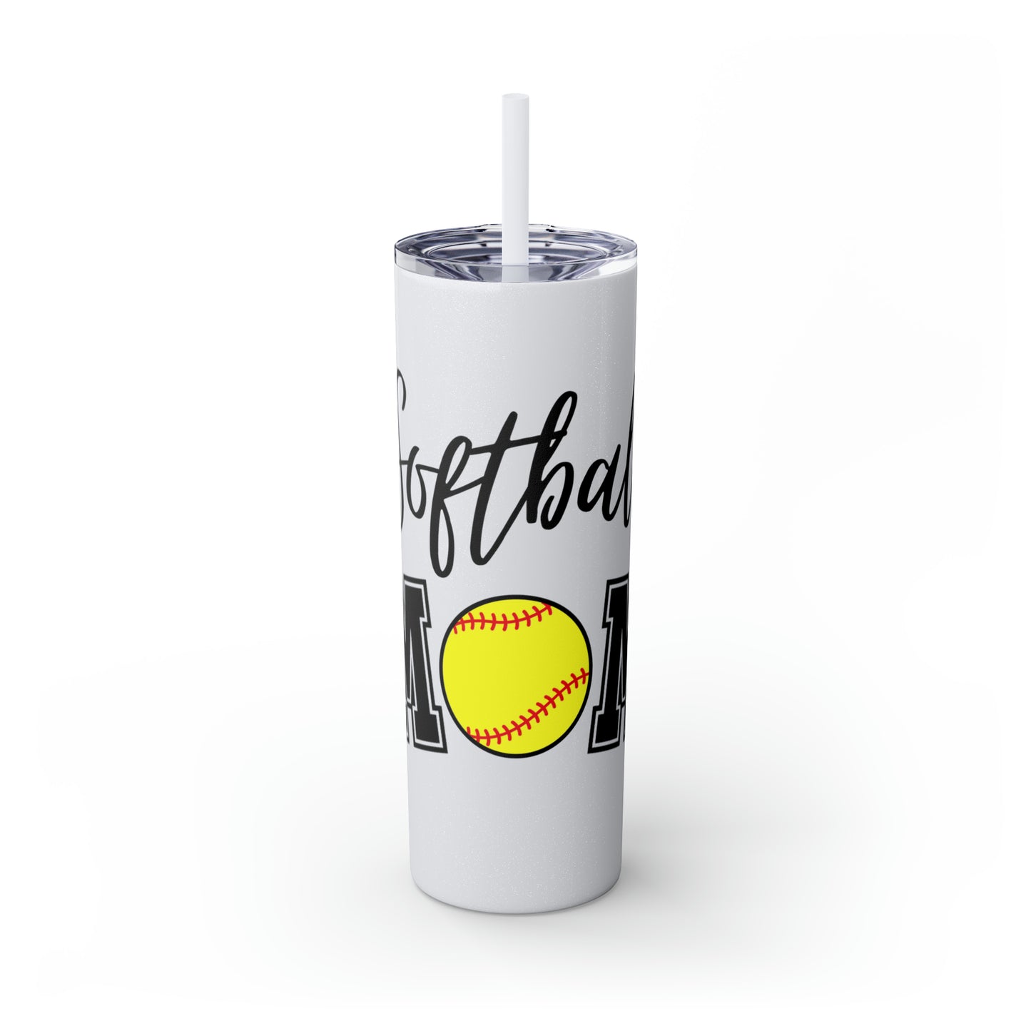 Softball Mom Maars Skinny Tumbler with Straw, 20oz