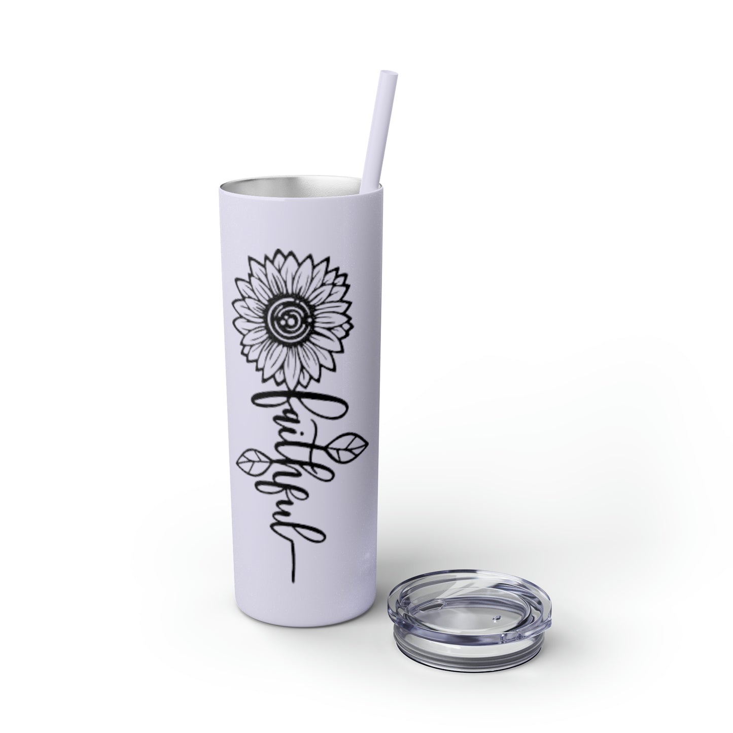 Faithful Sunflower Maars Skinny Tumbler with Straw, 20oz