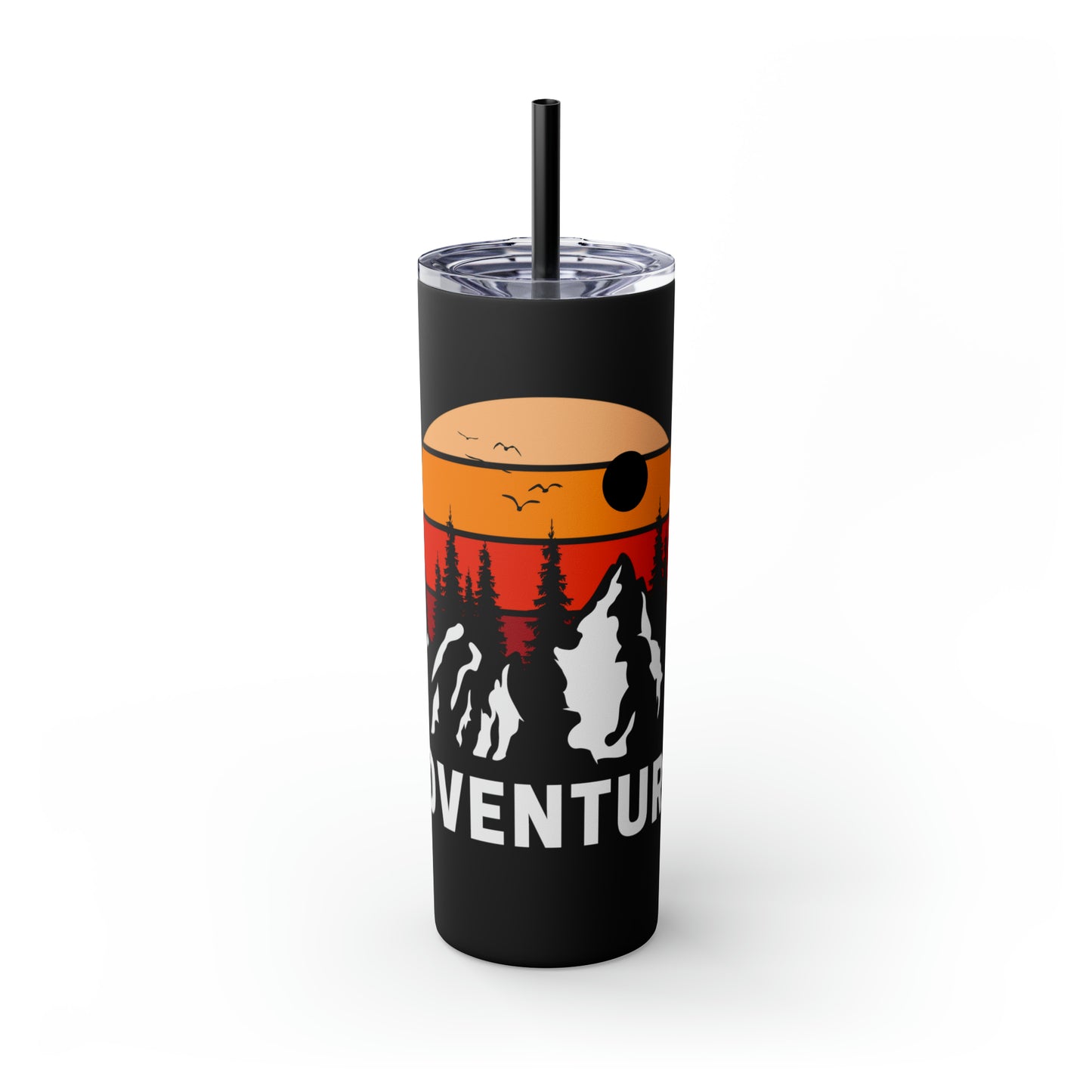 Adventure Maars Skinny Tumbler with Straw, 20oz