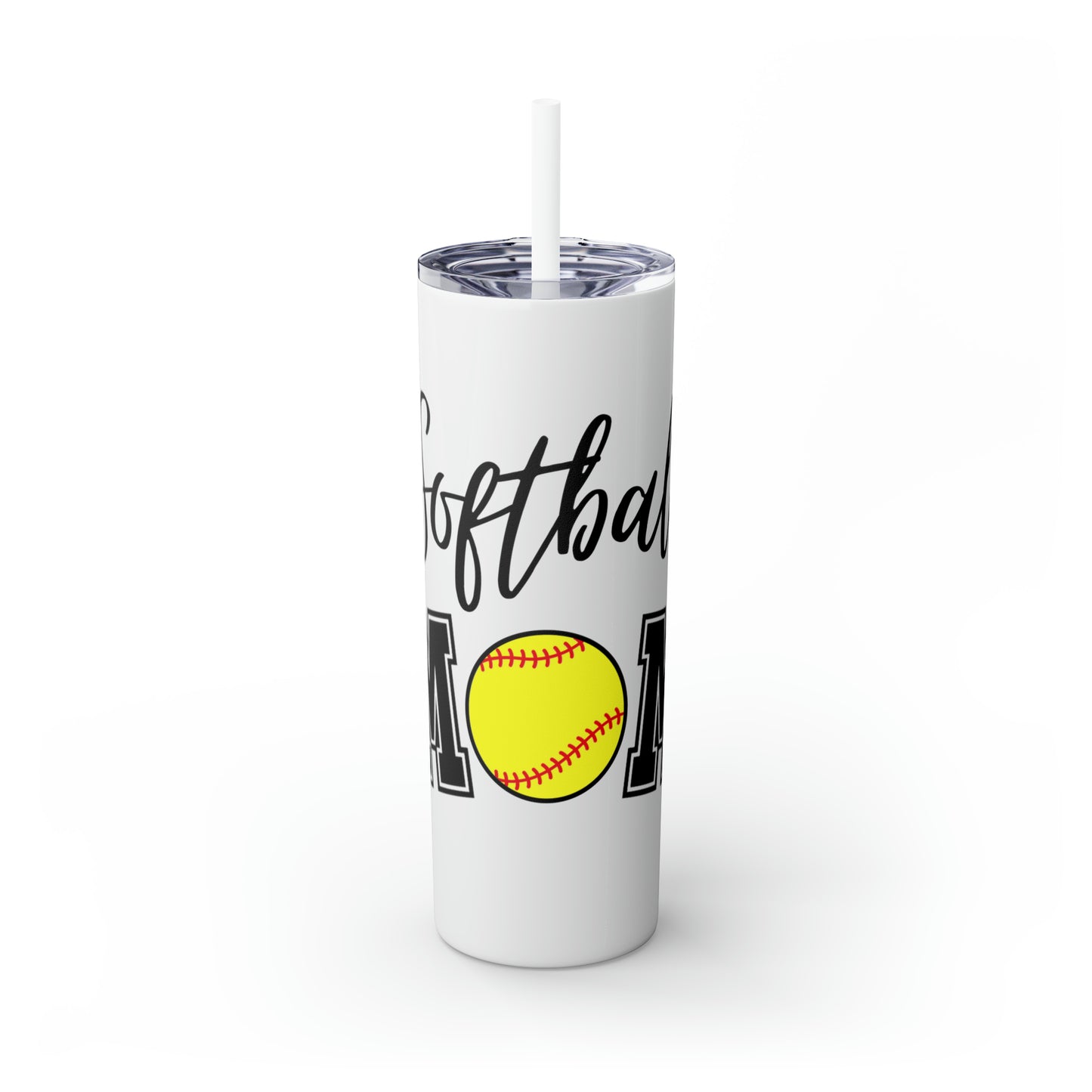 Softball Mom Maars Skinny Tumbler with Straw, 20oz