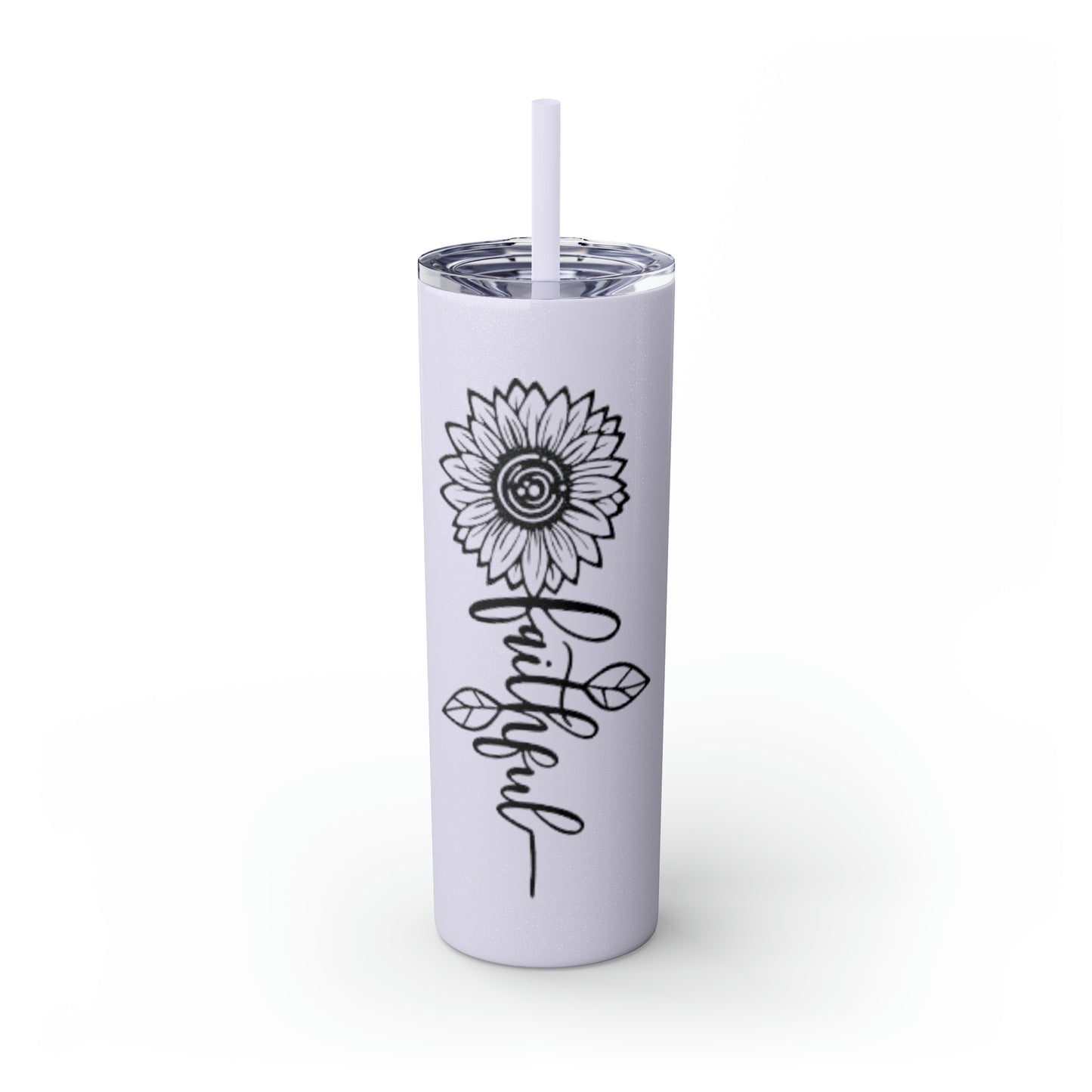 Faithful Sunflower Maars Skinny Tumbler with Straw, 20oz