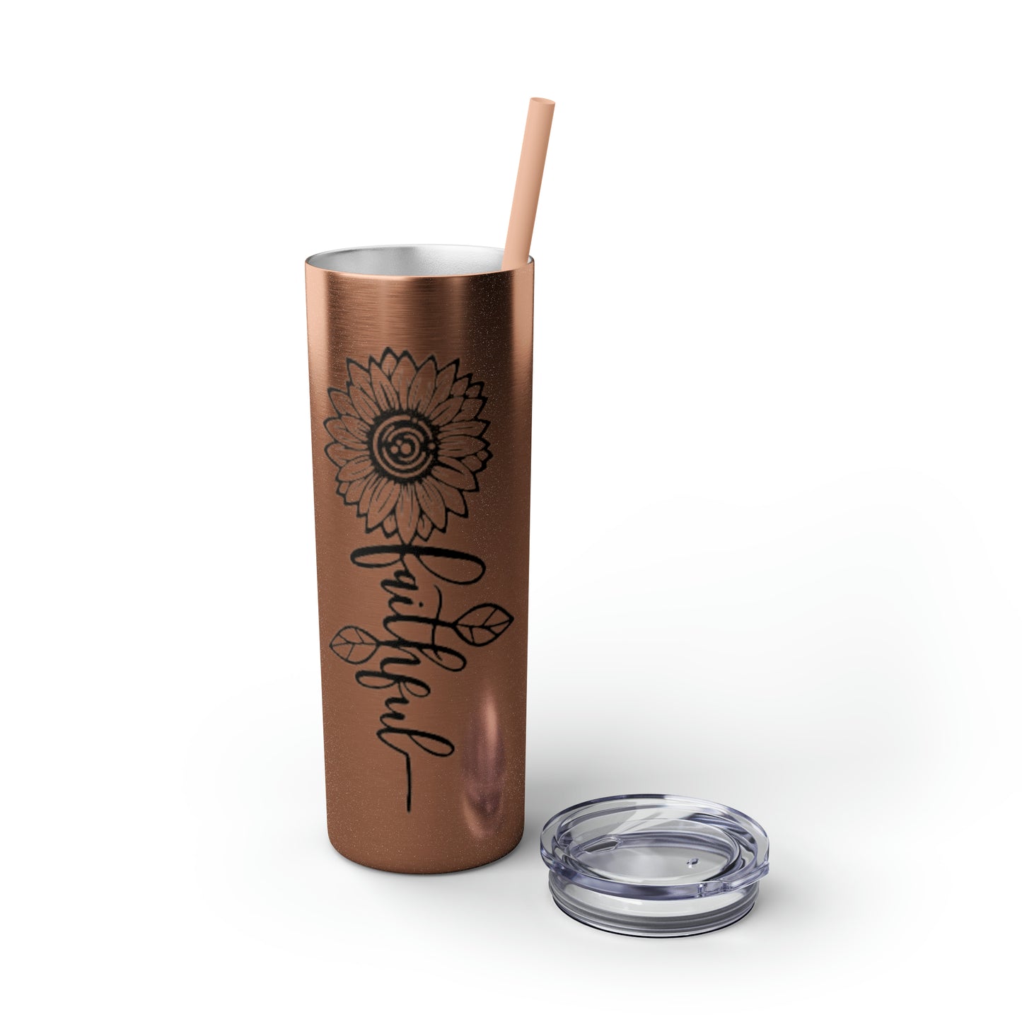 Faithful Sunflower Maars Skinny Tumbler with Straw, 20oz